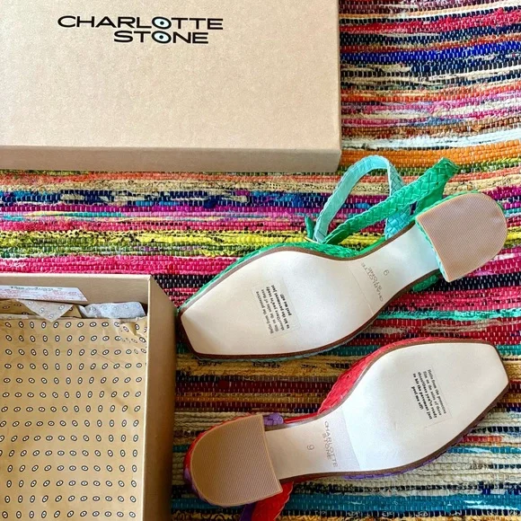 Charlotte Stone “Toni” Heel Sandals in Tropical, Size 9, New Condition - Picture 2 of 4